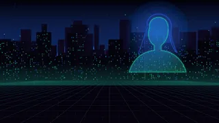 LumenLove review hero: neon cityscape with AI companion