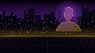 EchoDoll review hero: neon cityscape with AI companion